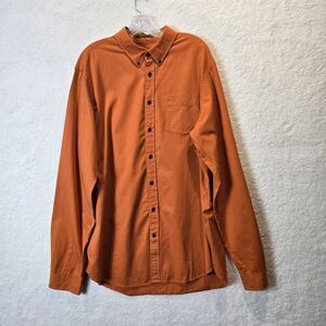 VTG Eddie Bauer Mens‎ Relaxed Fit Collared Dress Shirt Sz XL Tall Orange Casual